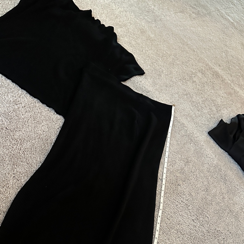 Two Piece Black Skirt and short sleeve mock turtleneck cable knit set 30 inch
